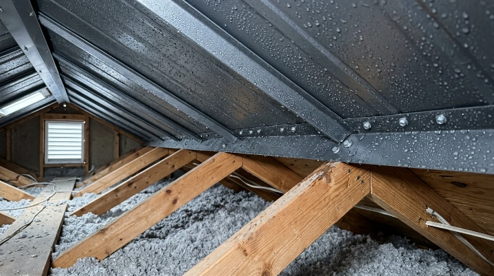 Can condensation be mistaken for a roof leak under a metal roof