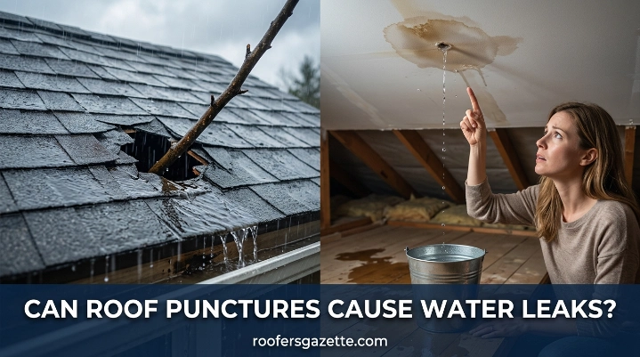 Can roof punctures cause water leaks in a metal roofing panel