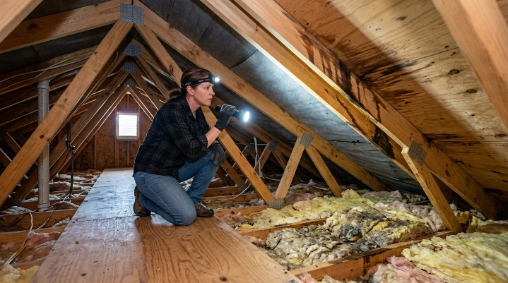 How to find the source of a roof leak by tracing water through an attic