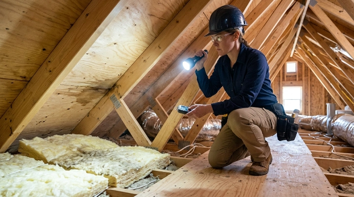 Roof leak detected without removing shingles during attic inspection