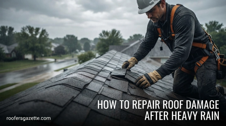 How to repair roof damage after heavy rain on a residential metal roof