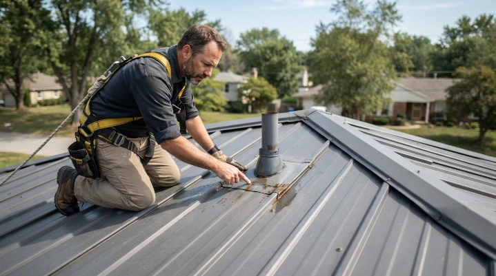 What is the best way to repair a roof leak on a metal roof