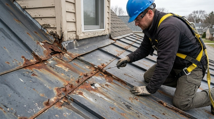 metal roof replacement warning signs including corrosion and damaged panels