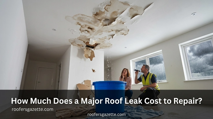 Metal roof leak with damaged decking and wet insulation