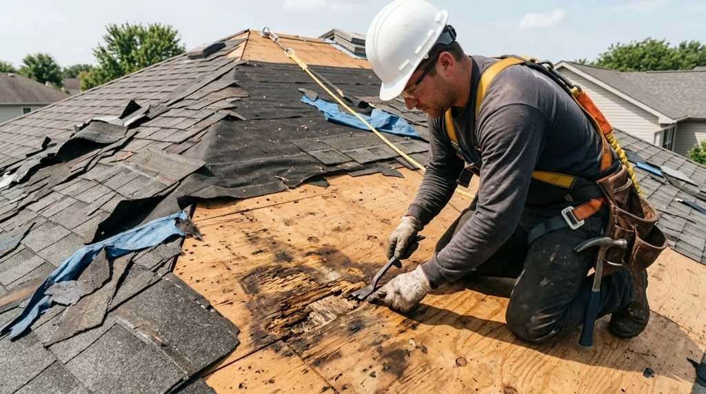 damaged roof decking increasing emergency roof replacement cost