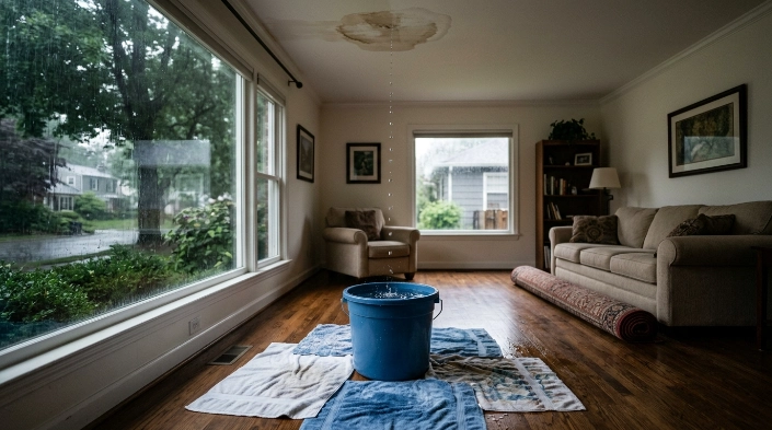 Emergency Roof Leak Checklist for Homeowners during an active metal roof leak