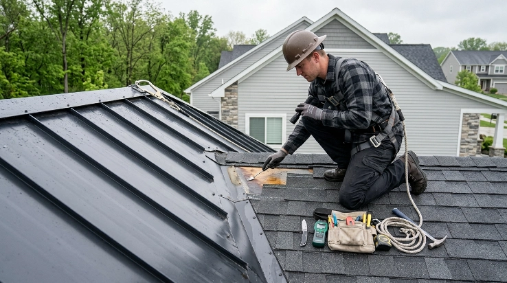 Does roof material affect leak repair cost comparison showing metal and asphalt roofing