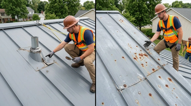 Metal roof leak repair versus replacement inspection comparison