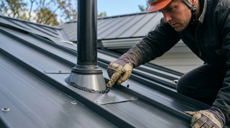 Metal roof flashing inspection to prevent future roof leaks