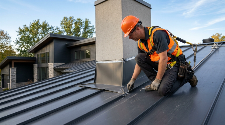 How roof maintenance prevents leaks on a residential metal roof