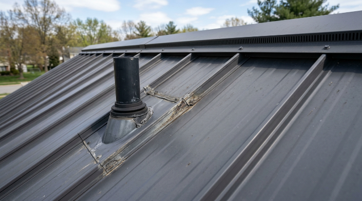 Metal roof leak inspection before heavy rain