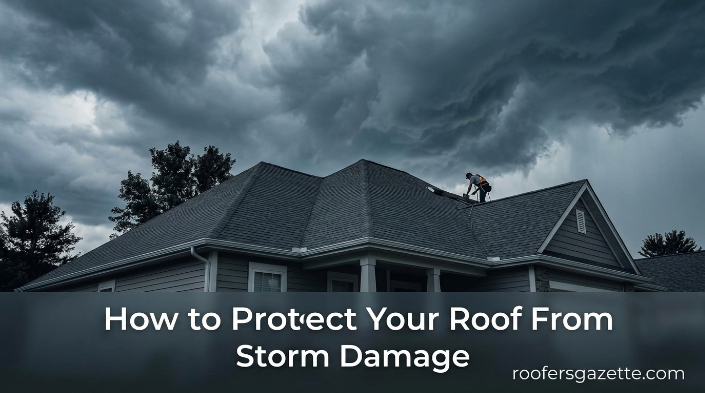 Roof storm damage warning signs including loose shingles and flashing