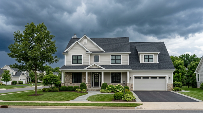 Roof storm damage warning signs including loose shingles and flashing