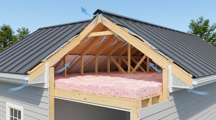 How to prevent roof leaks with proper ventilation beneath a metal roof