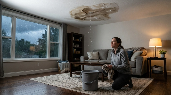 What to do if water is coming through the ceiling from a roof leak