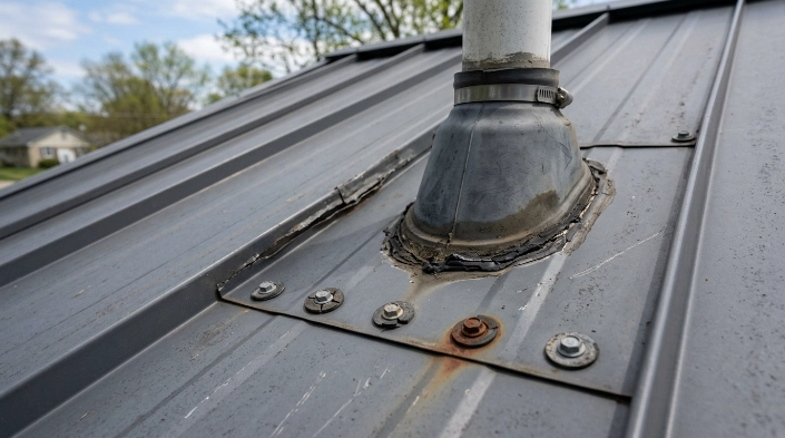 Common metal roof leak causes at seams fasteners and flashing