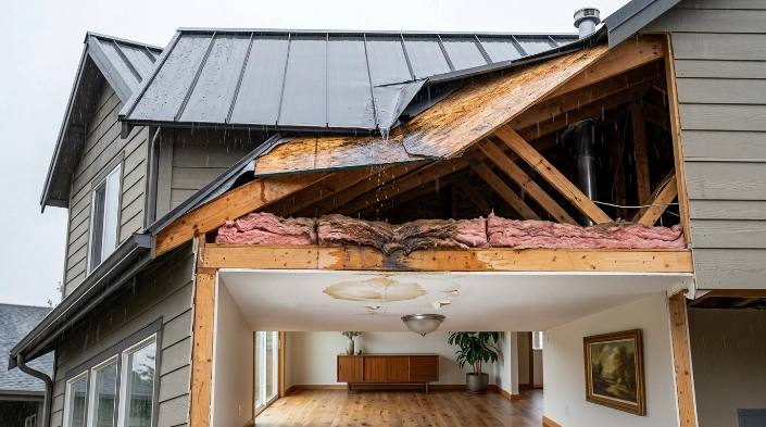 What happens if a roof leak is not fixed immediately in a metal roof