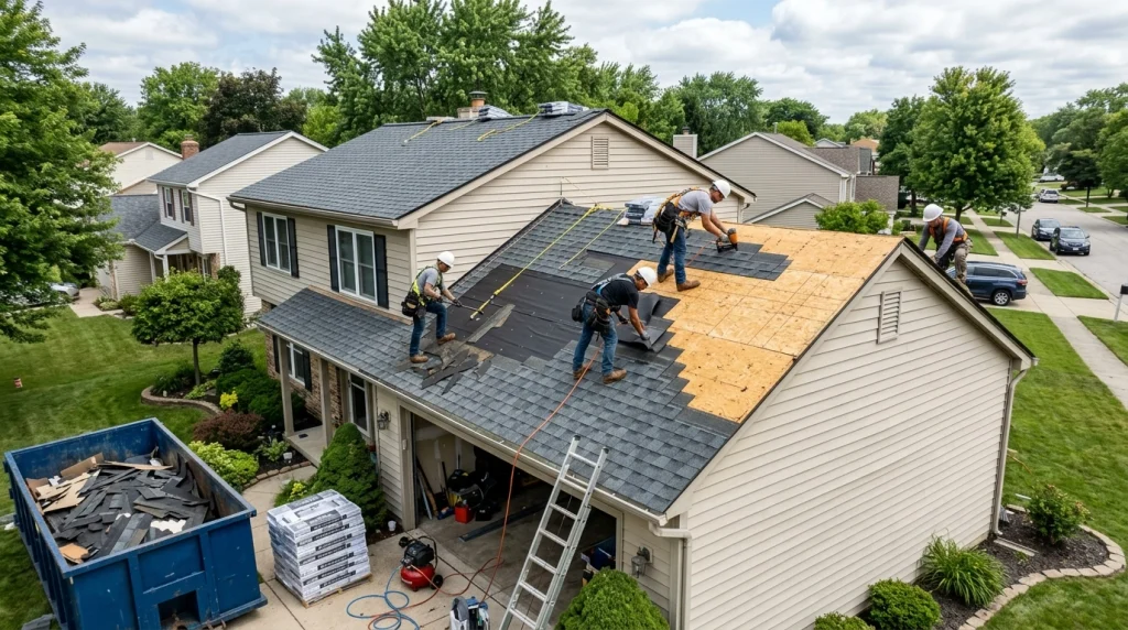 Roof replacement budget including labor materials decking and ventilation