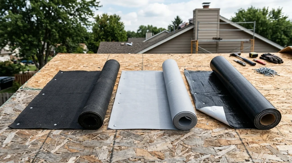 felt synthetic and self-adhered roof underlayment types