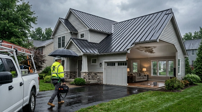 Should you call an emergency roofer for a leak in a metal roof