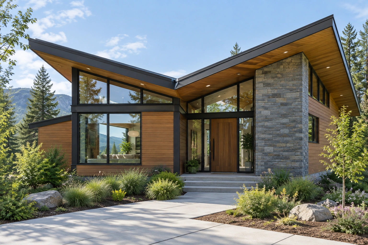 Modern house with a butterfly roof and central valley