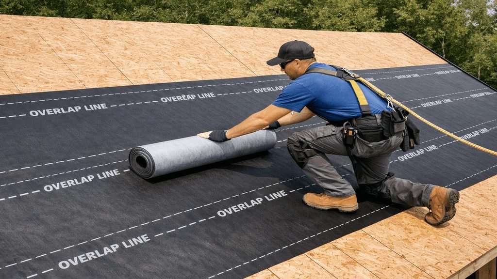 Correct roofing underlayment overlap pattern during roof replacement