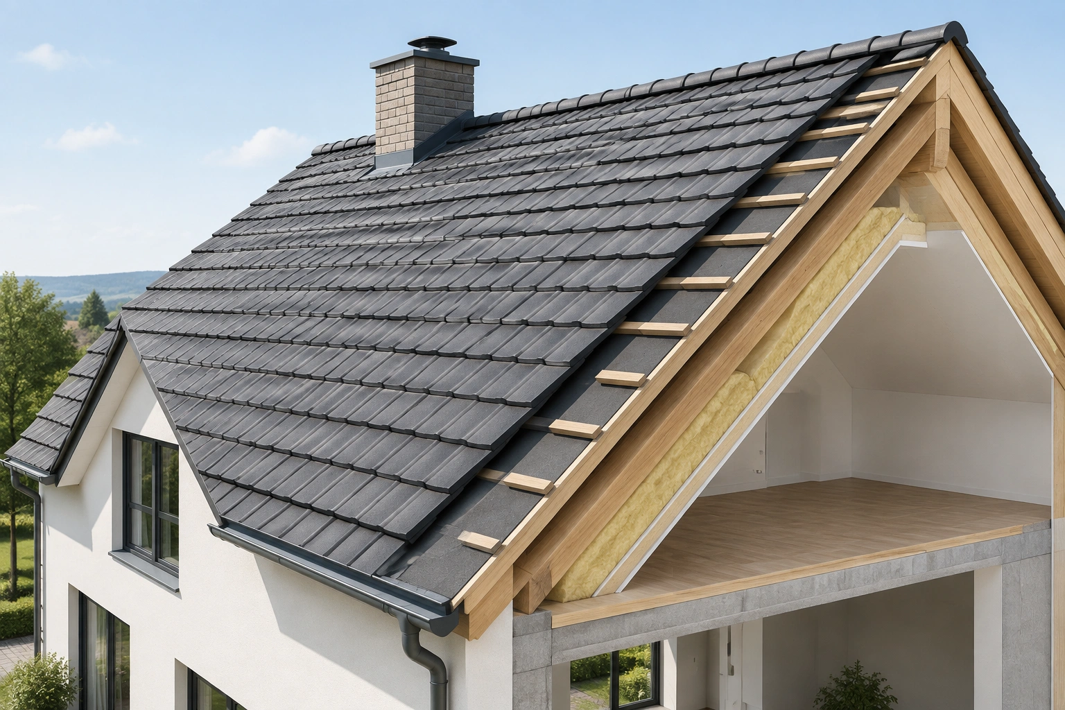 Illustration of a pitched roof with a sloping surface