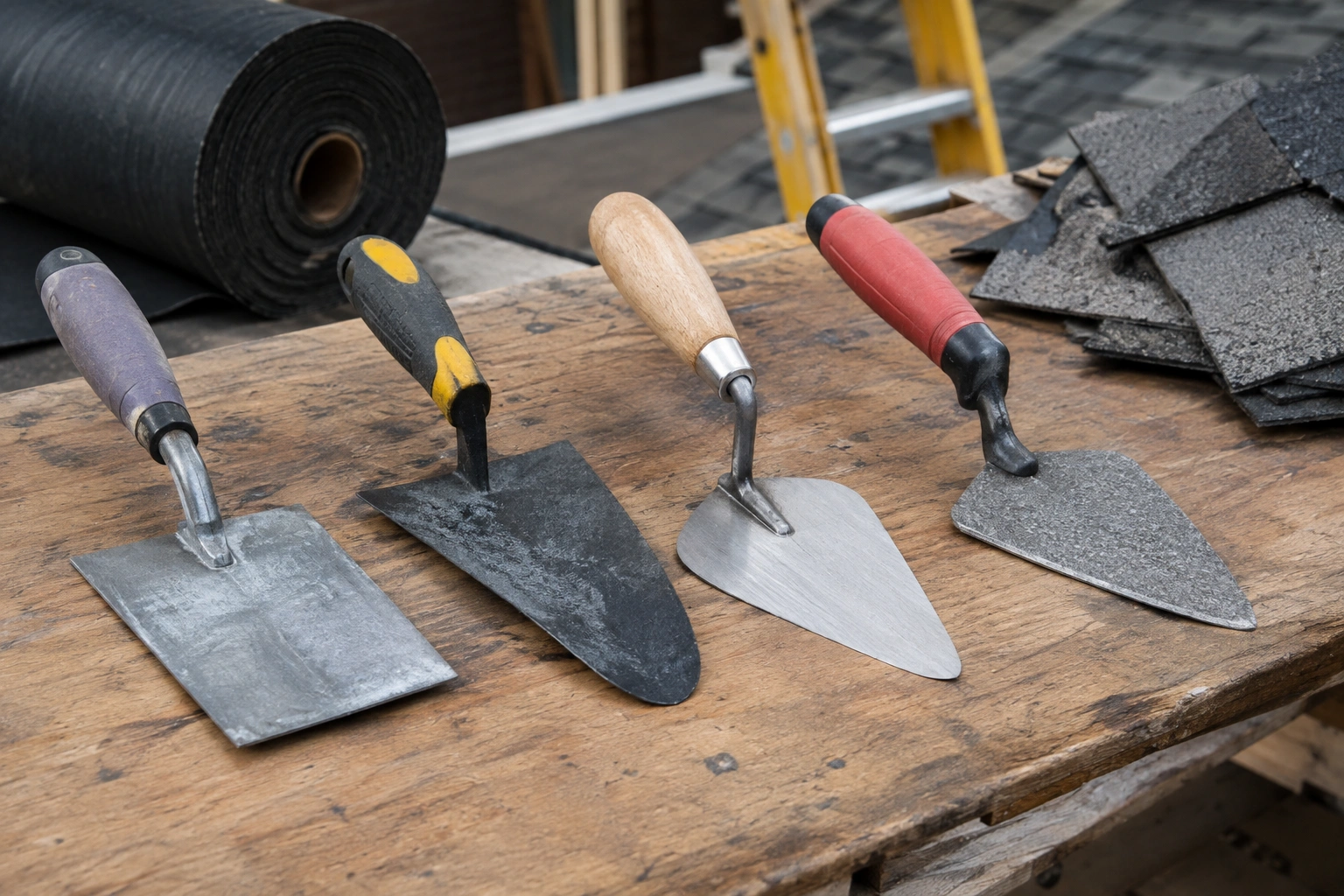 Comparación de trinches para roofing con hojas anchas y estrechas.